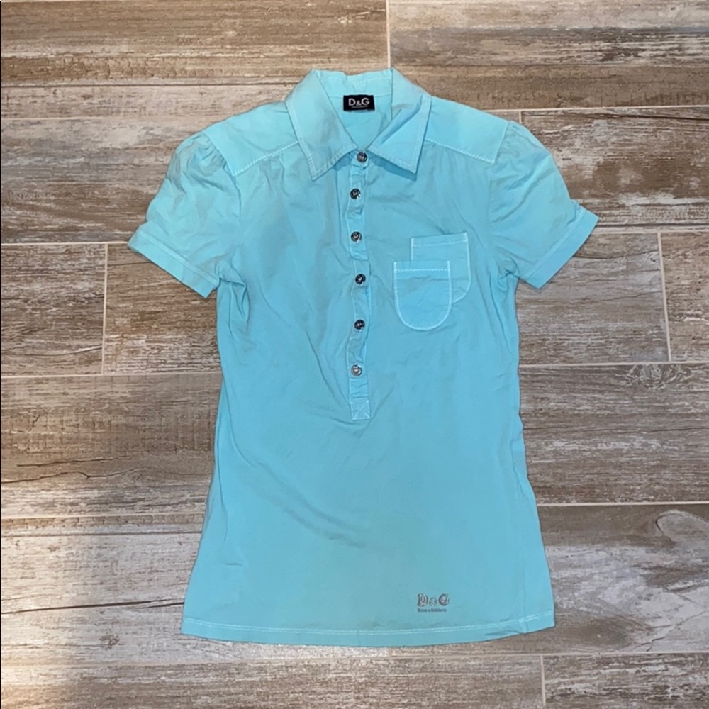 dolce & gabbana baby blue golf shirt xs